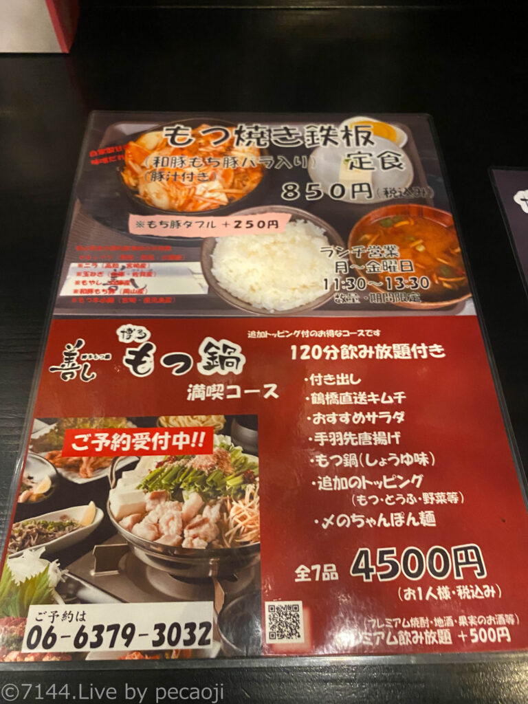 もつ焼き鉄板定食